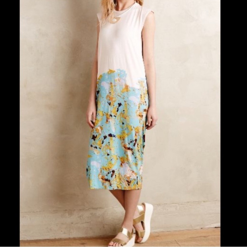 Anthropologie‎ Sara C Bellona Maxi Jersey Knit Abstract Print Dress size M NWT